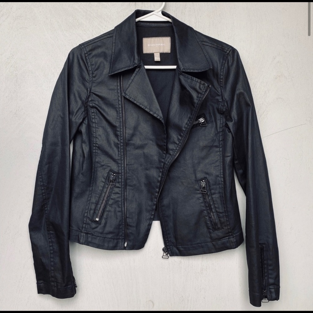 Banana Republic Coated Denim Moto Jacket